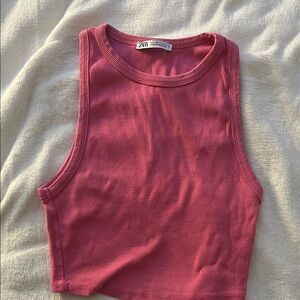 Zara Fuchsia Ribbed Crop Top